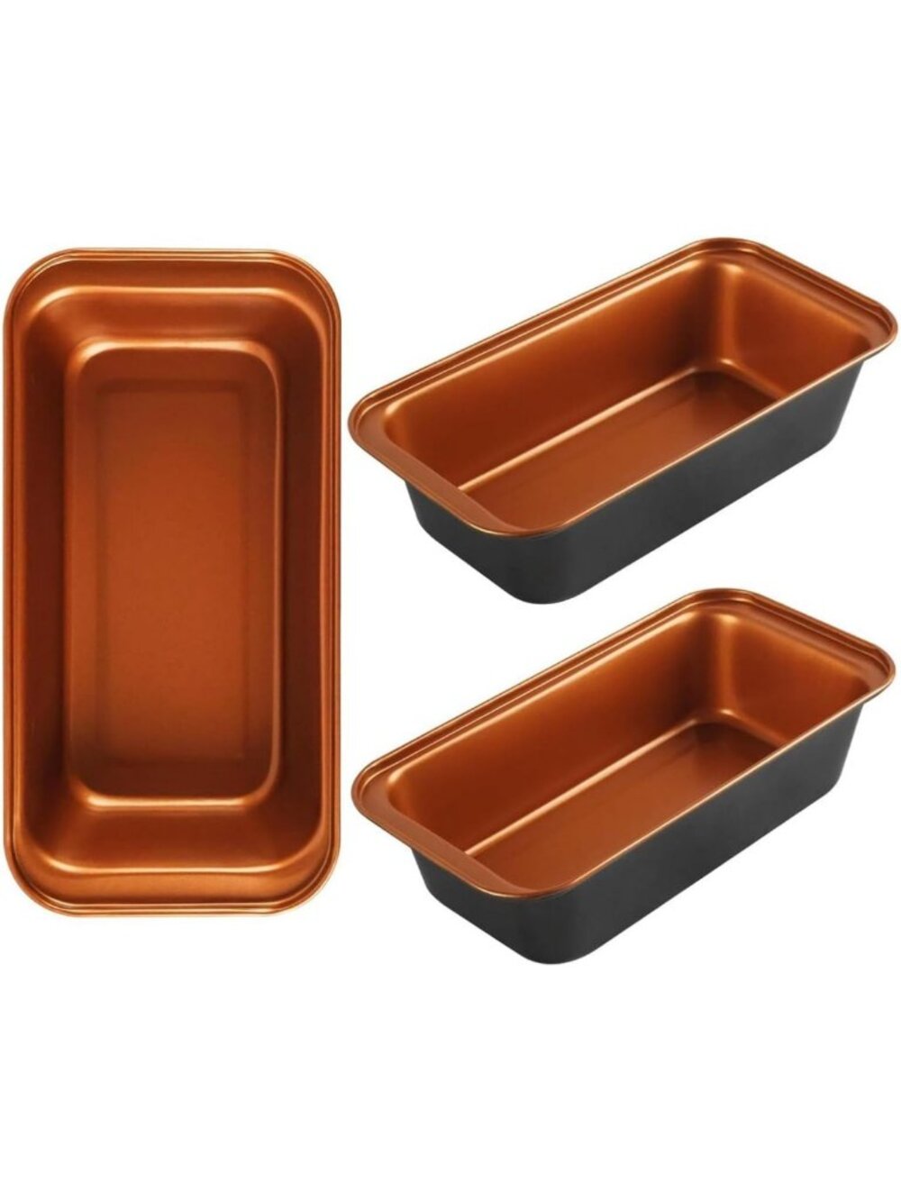 Nonstick Copper Bread Loaf Pan Set - 9x4 Inch, 3 Pack, Carbon Steel Bakeware